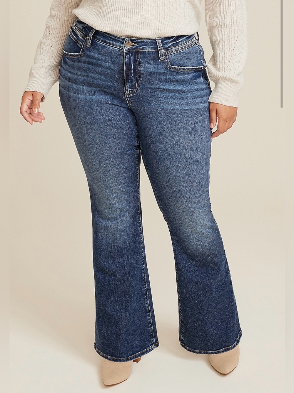 NWT Maurice’s Plus Size Everflex Dark Wash Mid Rise Stretch Flare Jeans Size 14w